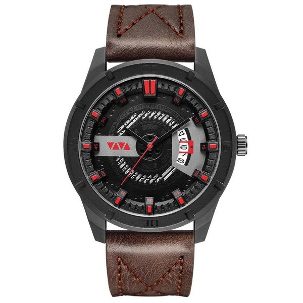 

hobbylane men quartz watch waterproof sports wristwatch calendar display anti-scratch alloy case pu wrist band gift for birthday, Slivery;brown
