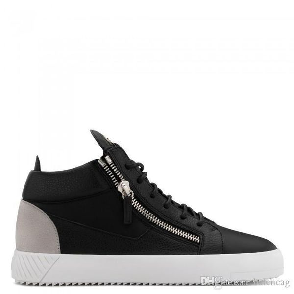 

luxury sneakers walking flat for man sneakers mid sneakers kriss velvet / leather zipper shoes men casual sneaker trainers 38-46, Black