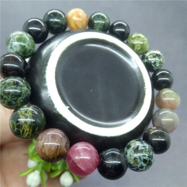 

5a african natural stone colorful tourmaline apyrite beads bracelet charm, Black