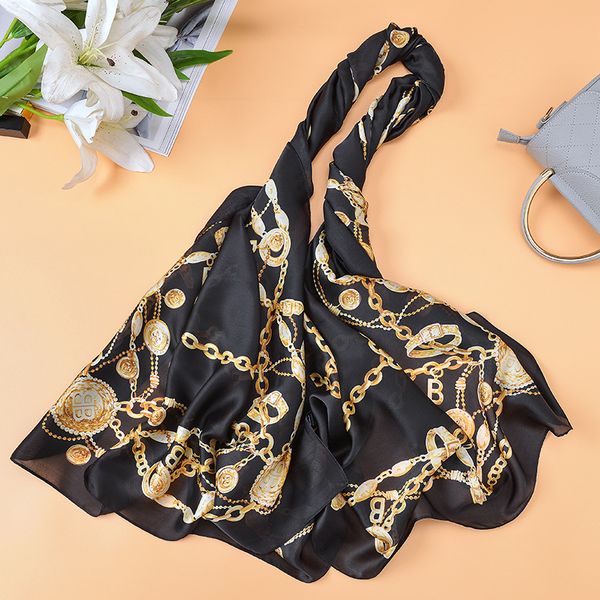 

2019 Новый шелковый шарф женщины цепи Письмо печати Foulard женский ShawlsWraps мода весна п