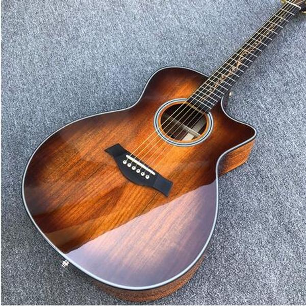 

бесплатная доставка высокое качество черное дерево народная гитара, заводской профиль k24 solid koa гитара