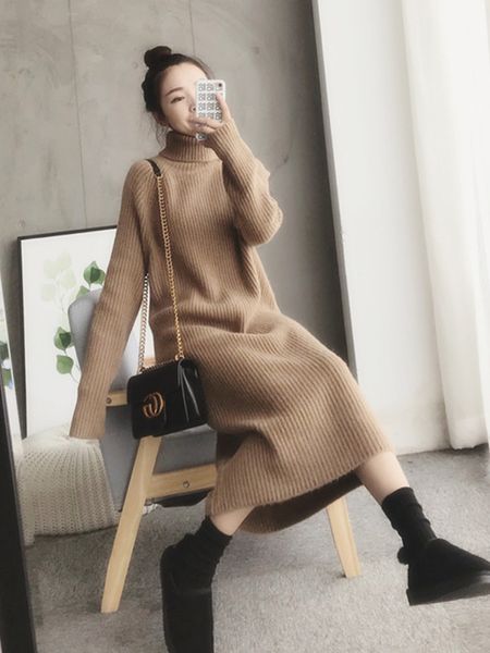 

woman 2019 new high-collar knitted winter sweater 10, White;black