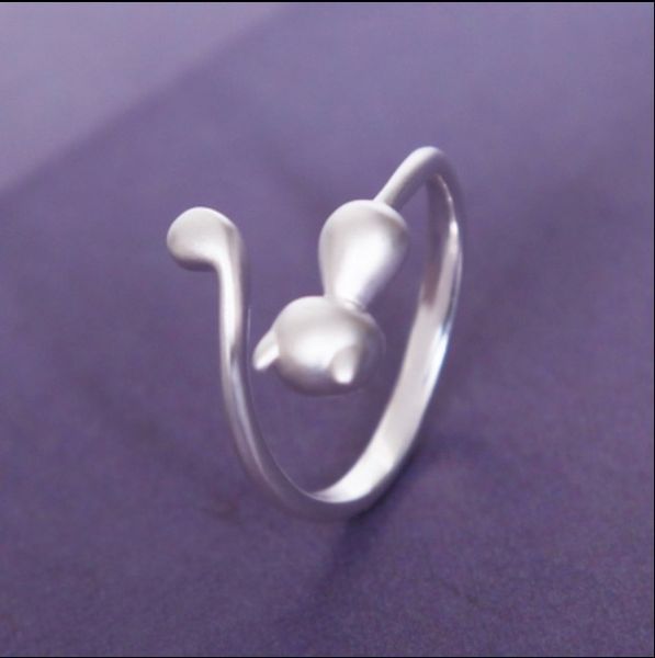 

personality punk vintage 925 sterling silver cat rings thai silver opening adjustable rings for women men bague, Slivery;golden