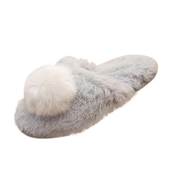 

non-slip soft winter warm house slippers women's winter fluff indoor slippers home anti-slip soft warm shoes zapatos de mujer, Black