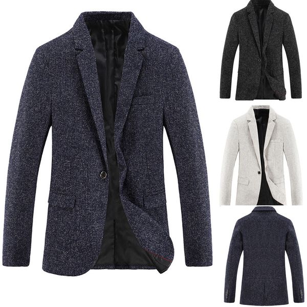 

suits men 2019 men's solid color new style long sleeve casual suit slim fit blazer jacket blazer hombre support dropshipping, White;black