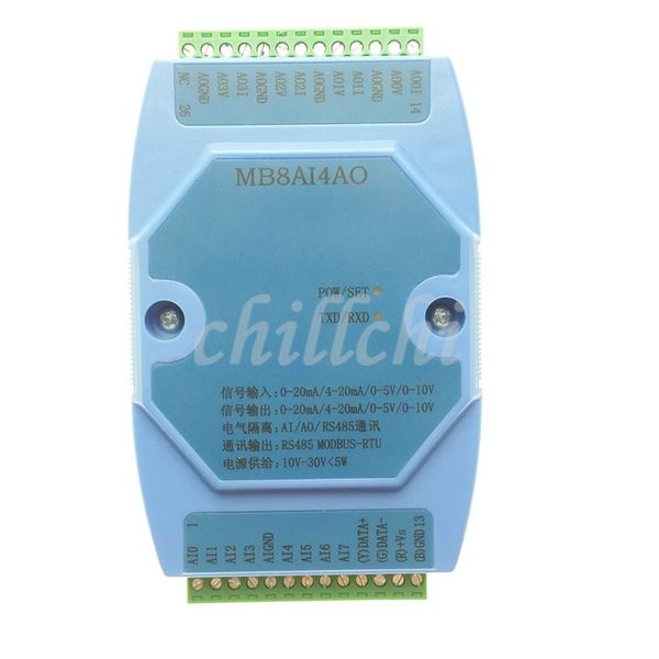 Freeshipping 0-20MA / 4-20MA / 0-5V / 0-10V 8 way aquisição analógica e 4 way módulo de aquisição de saída analógica MODBUS RS485