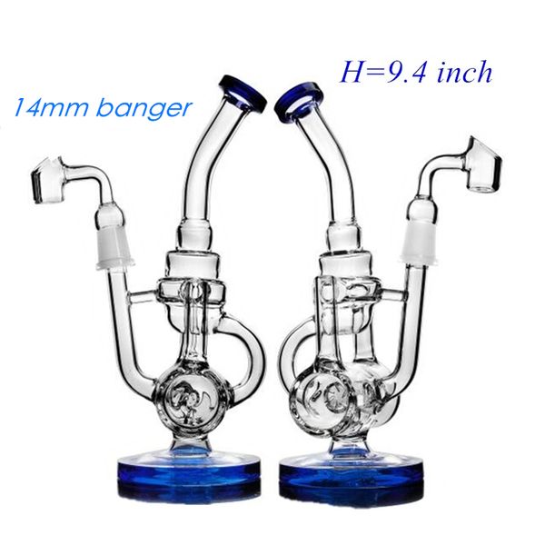 

9,4" высокого синего Klein Dab Rig стекла Klein нефтяных вышки Ресайклер кальянокурение Очистить совместного размер 14.4mm