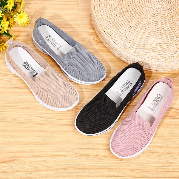 

new spring women flats mesh ladies loafers breatable women ballerinas luxury sneakers platform mom shoes, Black