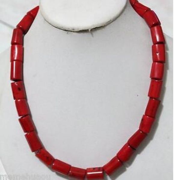 

zcd women jewelry +++red cylinder coral necklace 18inch, Silver