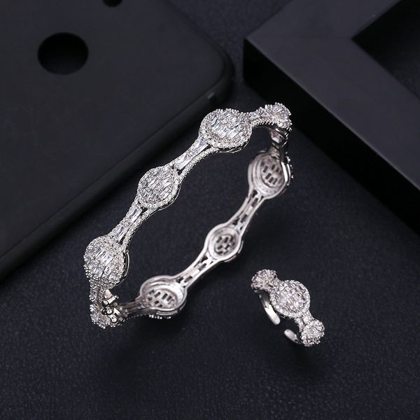 

jankelly luxury bowknot bangle ring sets fashion dubai silver bridal jewelry sets for women wedding brincos para as mulheres