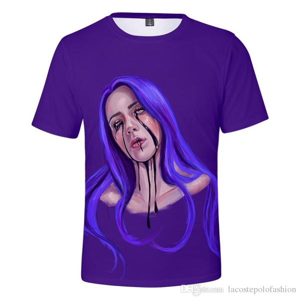 

popular singer billie eilish peripheral 3d print man tshirt designer summer woman couple matching clothes, White;black