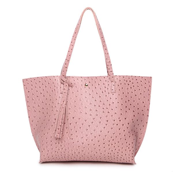 

2020 tassels new style retro women's bag pink hand shoulder large bag