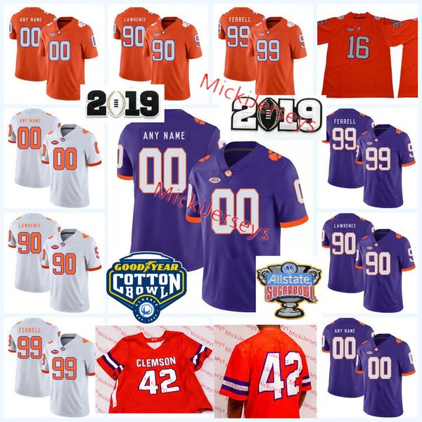 

Custom Clemson Tigers Football Jersey Dorian O'Daniel Mitch Hyatt Greg Huegel Clelin Ferrell Dexter Lawrence Cornell Powell Clemson Jersey
