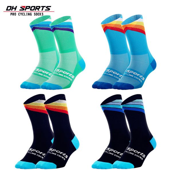 

dh sport pro sport socken winddicht coolmax warme wetter hoch radfahren socken crazy basketball laufen athletisch defeet, Black