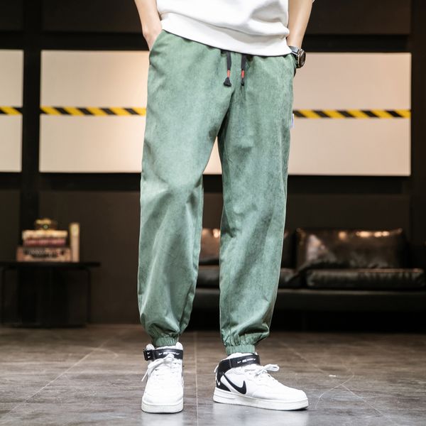 

men's pants men brand casual elastic waist running sport solid color japan style harem, Black