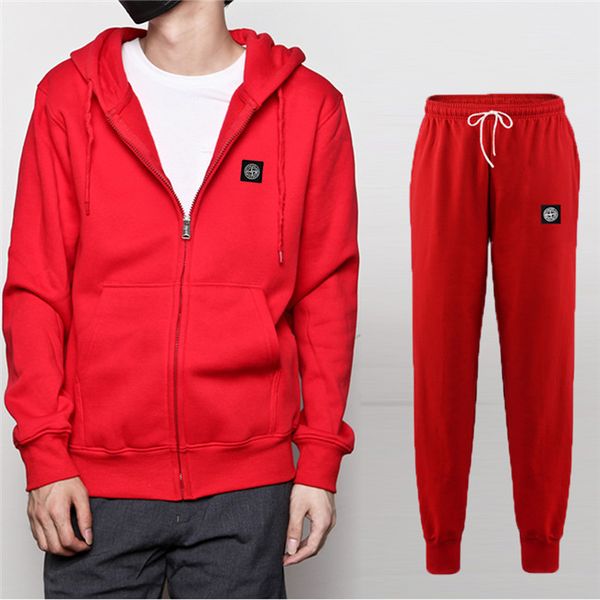 

дизайнер спортивный костюм 2018 лучшая версия весна осень мужские спортивные костюмы мода молния костюм топы + брюки мужская повседневная то, Gray