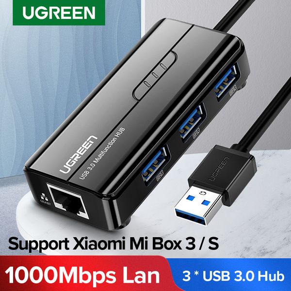 

ugreen usb ethernet usb 3.0 2.0 rj45 hub для xiaomi mi box 3 / s set-приставка сетевого адаптера ethernet card usb lan