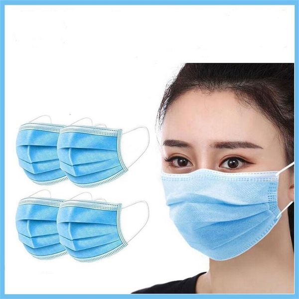 

dhl ship 1pcsfast delivery blue 3 layers filter mask dustproof saliva proof earloop non woven mouth masks ux4x