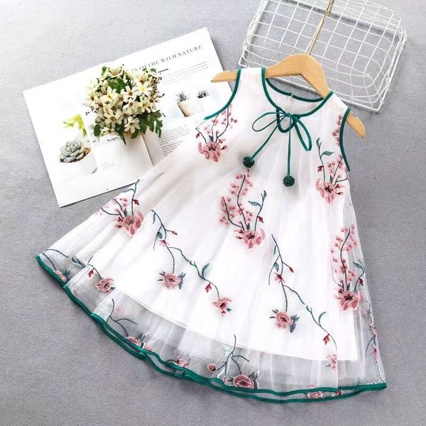 

kids dresses for girls dress 2020 summer wear new little girl princess dress children embroidery beach style, Red;yellow