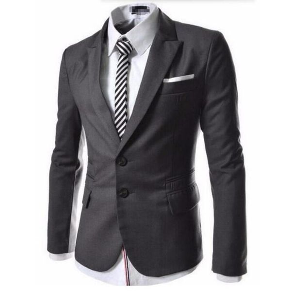 

wholesale- two grain of buckle men's suit jacket formal occasio business leisure suit jacket lapel simple style fashion jacket, White;black