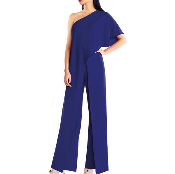 

designer womens solid jumpsuits one shoulder fashion summer wide legged pants casual women loose pants jumpsuits, Black;white