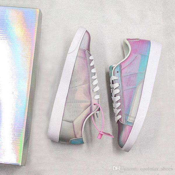 

2019 Fashion 5D Glitter Low Blazers Running Shoes Iridescence Pink Womens Beautiful Outdoor Sports Sneakers With Silver Box
