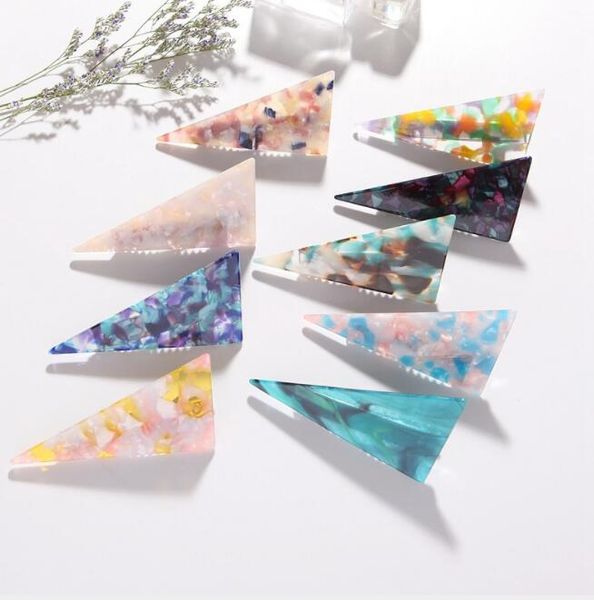 

acrylic hair clip bb barrette girls boutique geometric shape marble pattern hairpin lady designer marble hair clips headdress, Silver