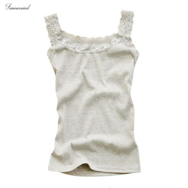 

жилет женщины кружева топы sexy t рубашка без рукавов темперамент мода o шеи бретели женщины цветочные solid color homewear, White