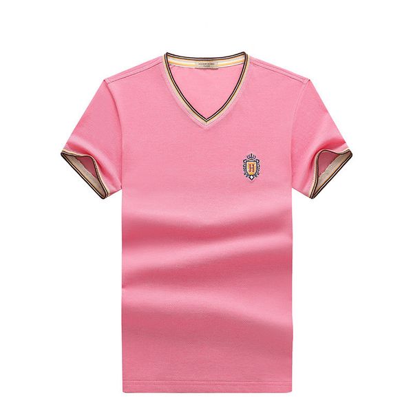 

mens designer tshirts new summer young middle aged v neck slim tshirt mens designer short sleeves tshirt, White;black