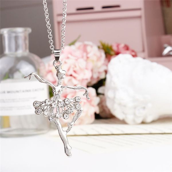 

2020 korean pendant jewelry angel short clavicle chain necklace ballet girl accessories sweater chain pendant necklace, Silver