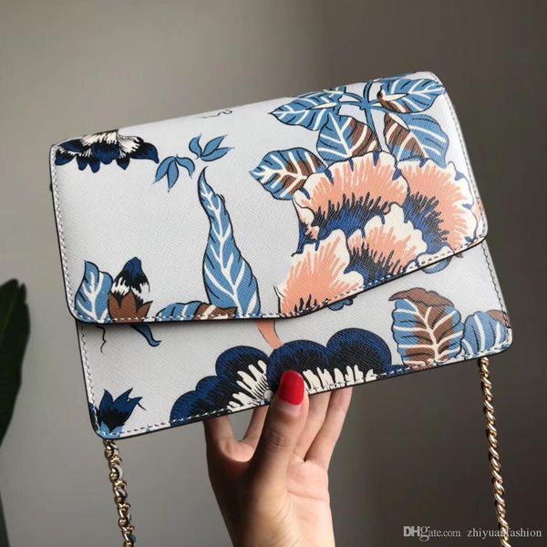 

wholesale fashion women floral print genuine leather handbags shoulder bag with full packaging dhl ing