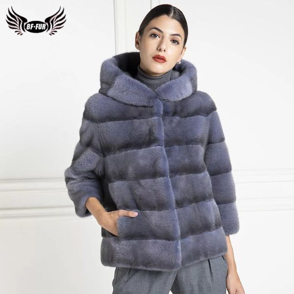

2019 fashion winter women genuine coat with hood luxury overcoats jacket real natural fur coats, Black