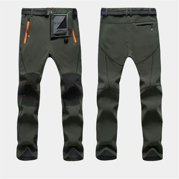 

dichski men winter fleece waterproof outdoor pants soft shell trousers camp fish trekking climb hiking sport travel training, Black;green
