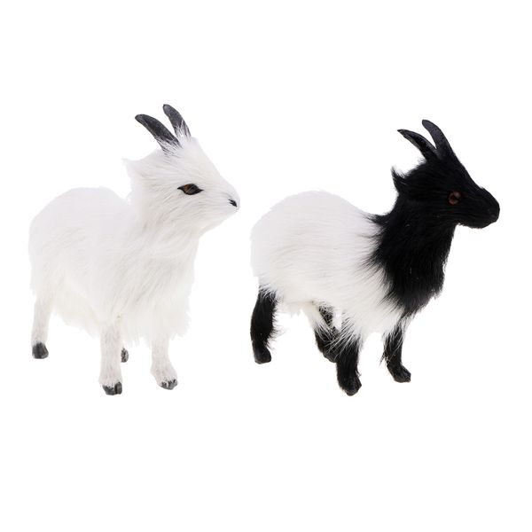 

2xmini simulation goat sheep animal doll plush kids toy christmas tree decor