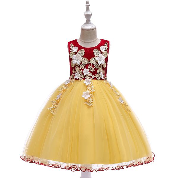 

kids 7 years girls casual floral formal dressy long red blue green lilac maxi spring dresses, Red;yellow