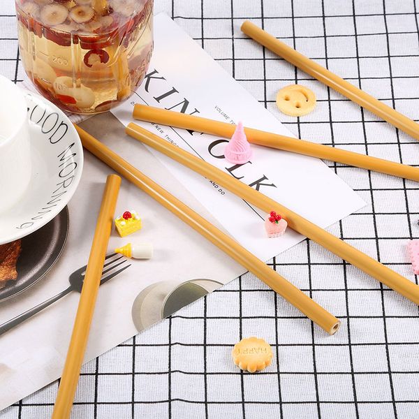 

entertime set of 10pcs natural bamboo straws reusable organic drinking straws+1straw cleaner brushes for party birthday wedding