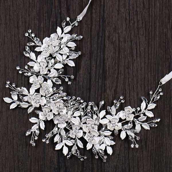 

fashion women silver bead rhinestone leaf headband hair jewelry handmade bridal tiaras headpiece wedding bride hair ornaments jl, Golden;white