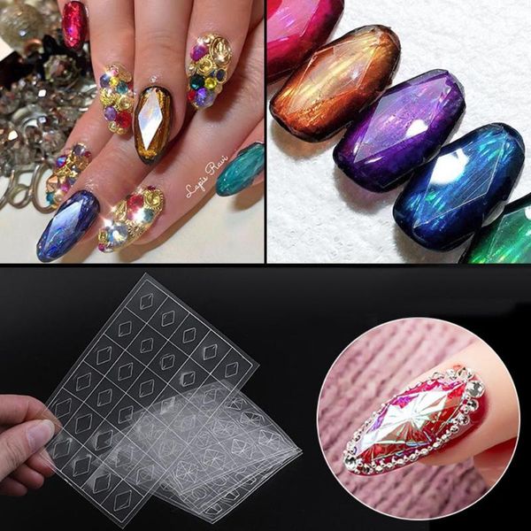 

stickers & decals faux gemstone adhesive sticker tape transparent fake tips nail art decor tool, Black