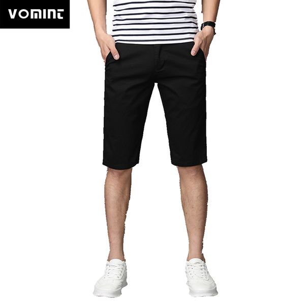 

vomint 2020 summer new men's basic shorts smart casual fashion pockets solid color black blue khaki large size 40 42 44 46, White;black