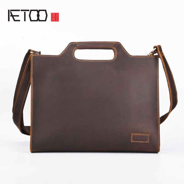 

aetoo the new mad horse leather men bag retro handbags men's leather shoulder messenger business cowhide briefcase computer bag