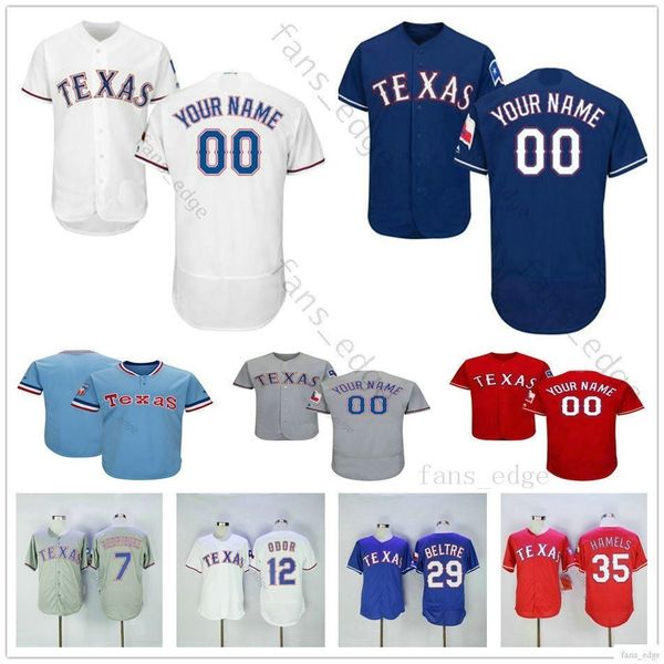 

Custom Texas #29 Adrian Beltre 14 Asdrubal Cabrera 3 Delino DeShields 33 Drew Smyly Rangers Man Woman Kids Youth Baseball Jerseys