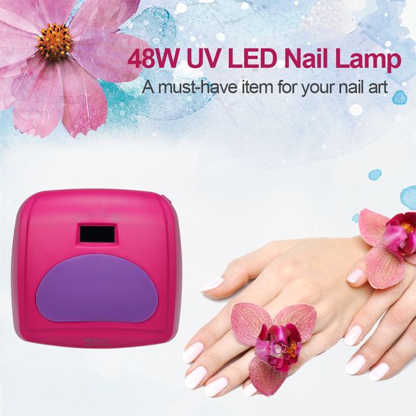 

48w led uv nail lamp nail gel dryer fingernail & toenail gel curing & 4 timer setting art painting tool us/eu/uk plug
