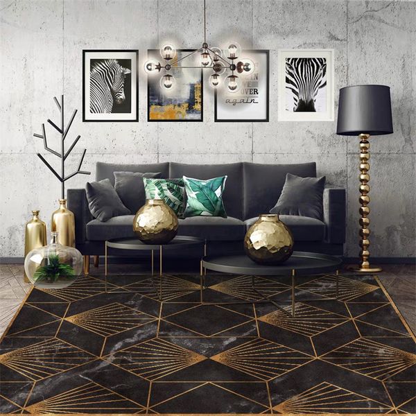 

carpet bedroom area rugs modern gold geometric imitation black green marble bedroom living room anti slip door mat floor mat