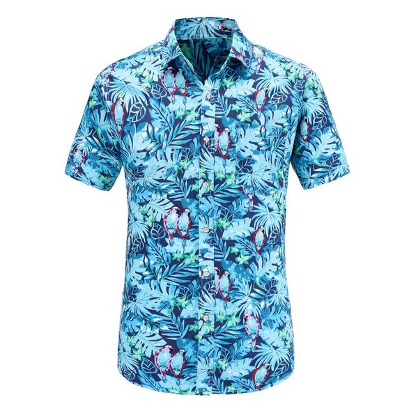 

men casual shirt hawaiian short sleeve flower shirt men regular fit summer flamingos cotton mens shirts plus s-3xl 2018, White;black