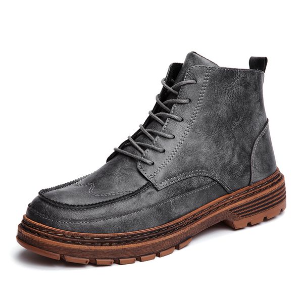 

2020 new spring men boots ankle boots leather retro men waterproof tooling leisure oxford, Black