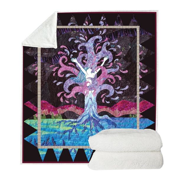 

kids adults sherpa fleece throw blanket double-sided with abstract art pattern for bed couch sofa all season