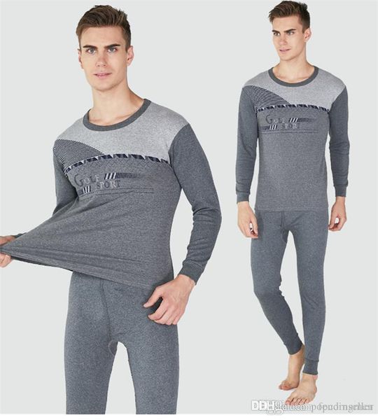 

autumn and winter new thermal underwear high grade warm suit mens long sleeve underwear mens casual clothing, Black;white