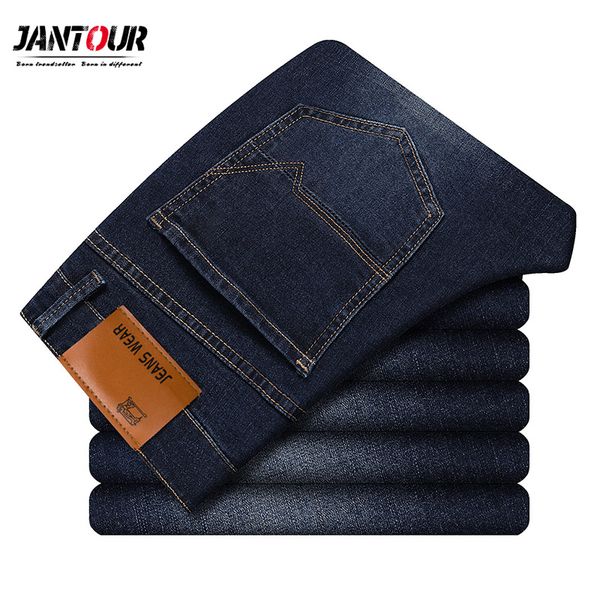 

jantour mens jeans fashion casual male denim pants skinny trousers cotton classic straight jeans 2019 casual male, Blue