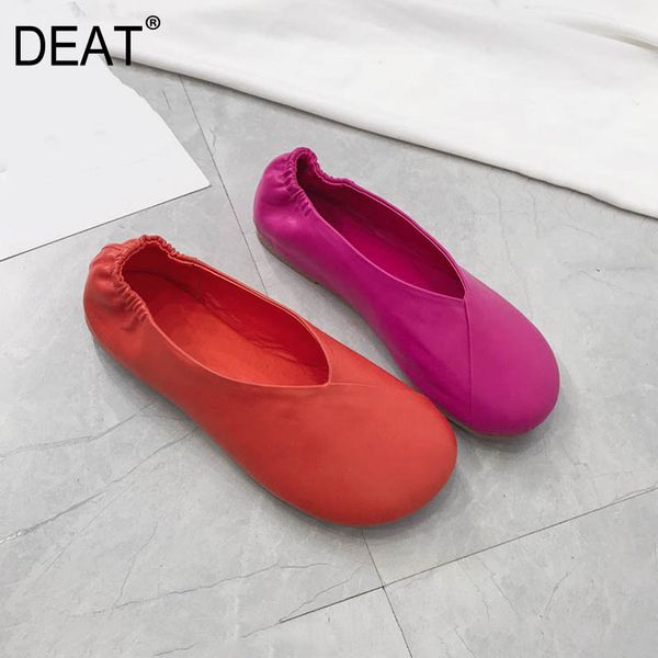 

deat] 2020 round toe shallow elastic band soft leather casual single flat shoes women new spring autumn fashion tide 10h445, Black