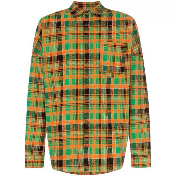 

19FW Palm Angels Lattice Shirt Fashion Long Sleeve Shirt Men Women Couple Casual Shirts Street Turn-down Collar HFLSCS042